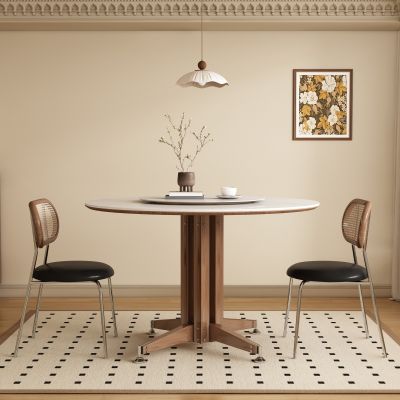 中古风餐厅 圆餐桌椅