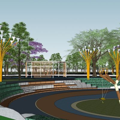 现代市政体育运动公园沿街市民健身广场景观街头口袋景观带公园