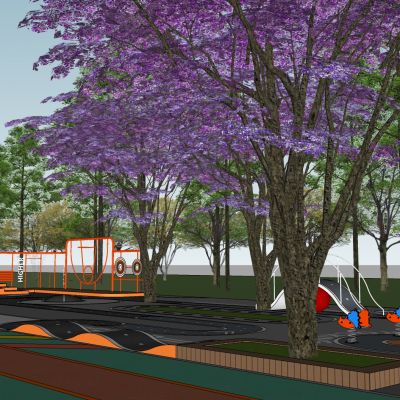 现代市政体育运动公园沿街市民健身广场景观街头口袋景观带公园