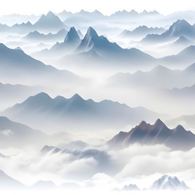 新中式山水背景墙壁画壁纸3D贴图