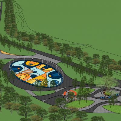 现代市政体育运动公园沿街市民健身广场景观街头口袋景观带公园