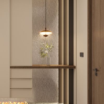 意式 中古风 艺术玻璃 吊灯 火焰壁炉 隔断 玄关