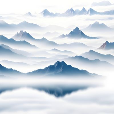 新中式山水背景墙壁画壁纸