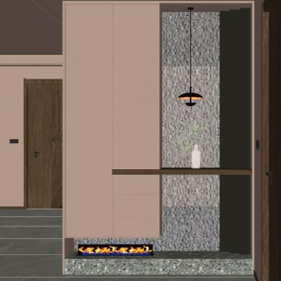 意式 中古风 艺术玻璃 吊灯 火焰壁炉 隔断 玄关