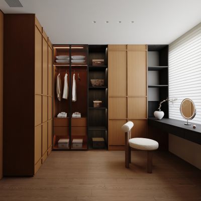 中古复古衣帽间 主卧衣帽间 步入式衣帽间 U型衣帽间