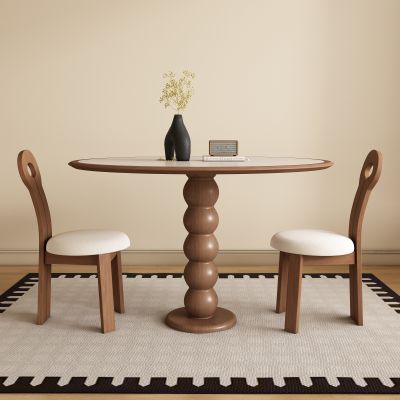 现代中古风圆餐桌椅
