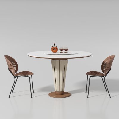 中古风圆形餐桌椅