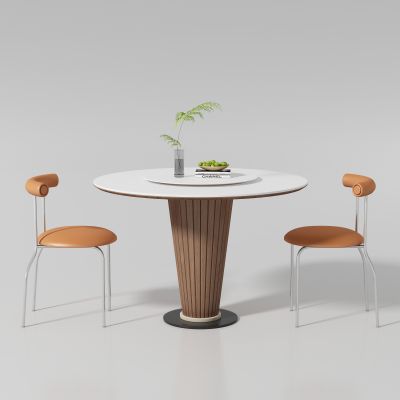 中古风圆形餐桌椅