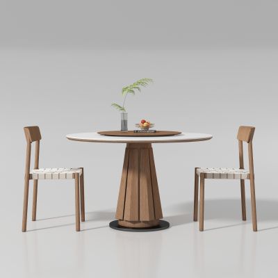 中古风圆形餐桌椅