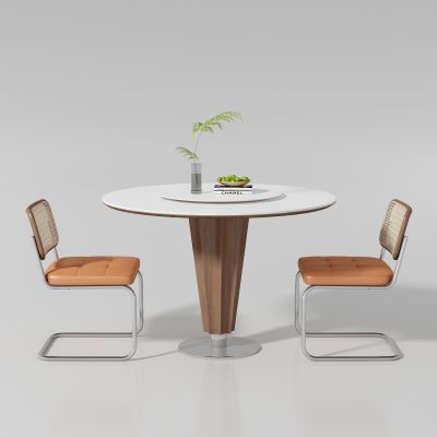 中古风圆形餐桌椅