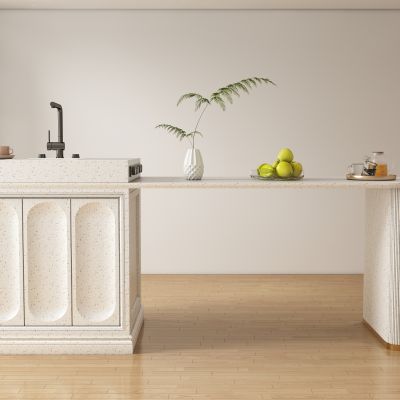 奶油风岛台餐桌