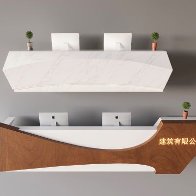 接待台服务台吧台 公司前台 苹果台式电脑