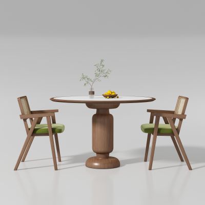 中古风圆形餐桌椅