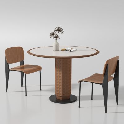 中古风圆餐桌椅