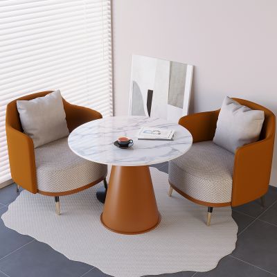 中古风洽谈桌椅 圆几软包沙发椅