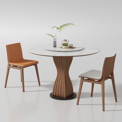 中古风圆形餐桌椅