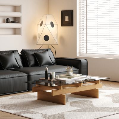 现代复古茶几 实木茶几 方形茶几 玻璃茶几