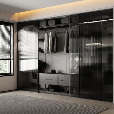 现代极简衣柜 玻璃衣柜 推拉门衣柜 开放衣柜