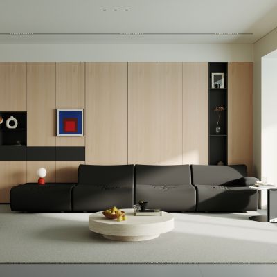 现代简约家居客厅 横厅 大平层客厅 无主灯客厅