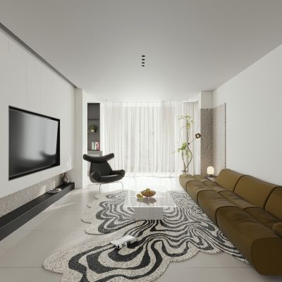 现代包豪斯客厅  极简客厅 横厅 小户型