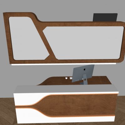 中古风吧台接待台 服务台公司前台 苹果台式电脑