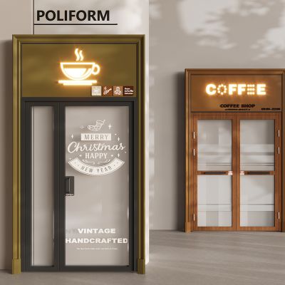 咖啡店玻璃平开门 中古风咖啡店双开门