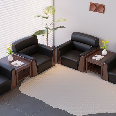 中古风沙发茶几 会客接待沙发茶几 实木会议软包沙发