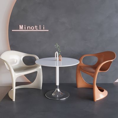 北欧奶油风飘带椅 咖啡厅休闲桌椅 餐桌椅洽谈桌椅