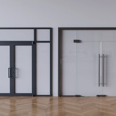 店商铺玻璃平开门 办公室玻璃双开门 