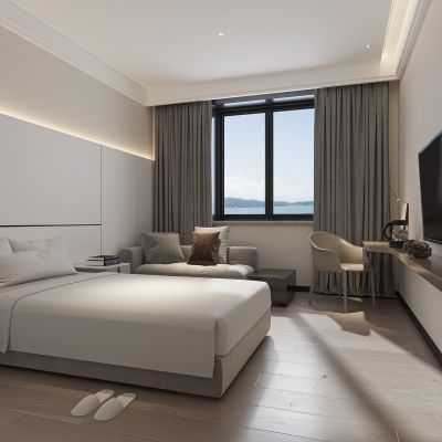 现代酒店客房 大床房 酒店房间 标间 宾馆 酒店卫生间 酒店电话 床头柜