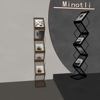 中古风落地书架 折叠杂志架报刊架 收纳置物展示架