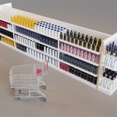 日化用品展示货架 陈列架展柜洗发水 护发素购物推车