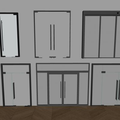 店商铺玻璃平开门 咖啡店奶茶双开门 办公室玻璃双开门