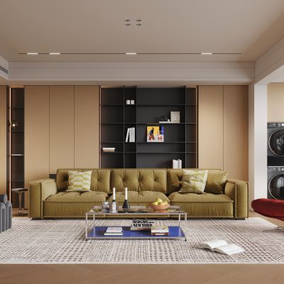 现代复古包豪斯客厅 巴豪斯客厅 现代复古客厅 横厅 大平层