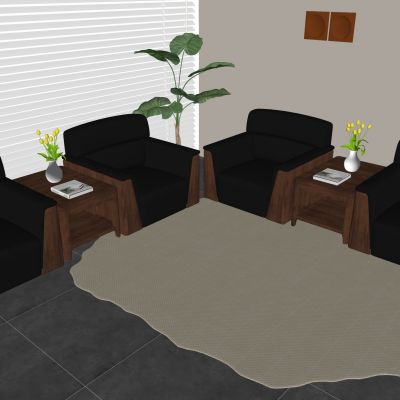 中古风沙发茶几 会客接待沙发茶几 实木会议软包沙发