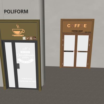 咖啡店玻璃平开门 中古风咖啡店双开门