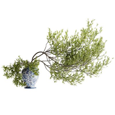 青瓷花盆树枝3D模型