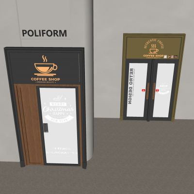 咖啡店玻璃平开门 中古风咖啡店双开门