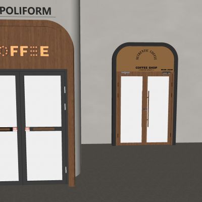 咖啡店玻璃双开门 中古风咖啡店双开门