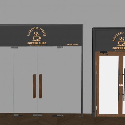 咖啡店玻璃双开门