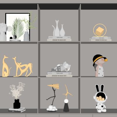 现代玩偶饰品摆件SU模型