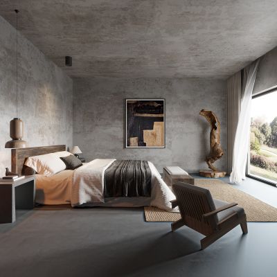 侘寂风民宿客房3D模型