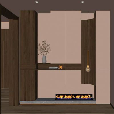 中古 原木风 骨骼线 线性灯 弧形造型 端景柜 玄关