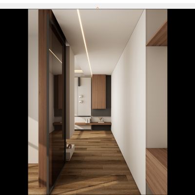 意式 原木风 木纹砖 几何叠级 一线天 满墙柜 卧室 端景