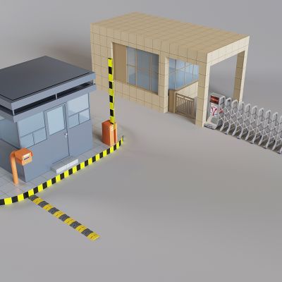 执勤岗亭保安亭 道闸感应伸缩门 门禁减速带收费杆