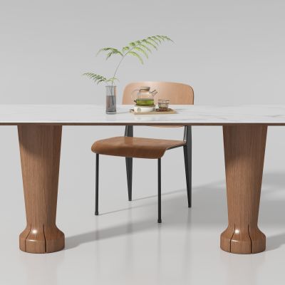 现代中古风长餐桌椅