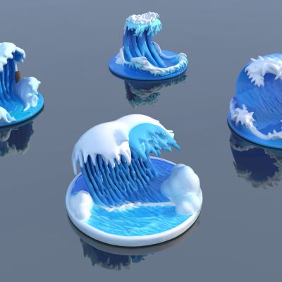 现代海浪雕塑小品 