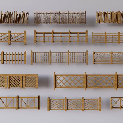 中古风围栏防护栏 楼梯实木护栏栏杆 庭院木篱笆栅栏
