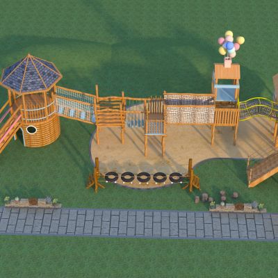 现代儿童户外攀爬平台