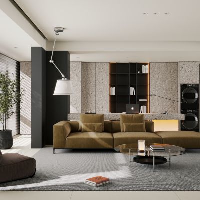 现代极简黑白客厅 巴豪斯客厅 横厅 大平层